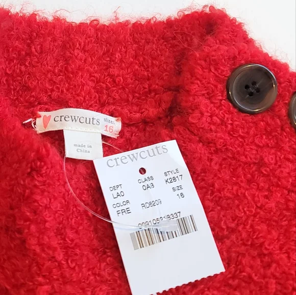 NWT Crewcuts Red Fuzzy Crew Neck Knit Sweater, Size 16(Girl) - Picture 7 of 12
